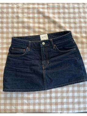 Dark Wash Denim Skirt - Classic Five-Pocket Style